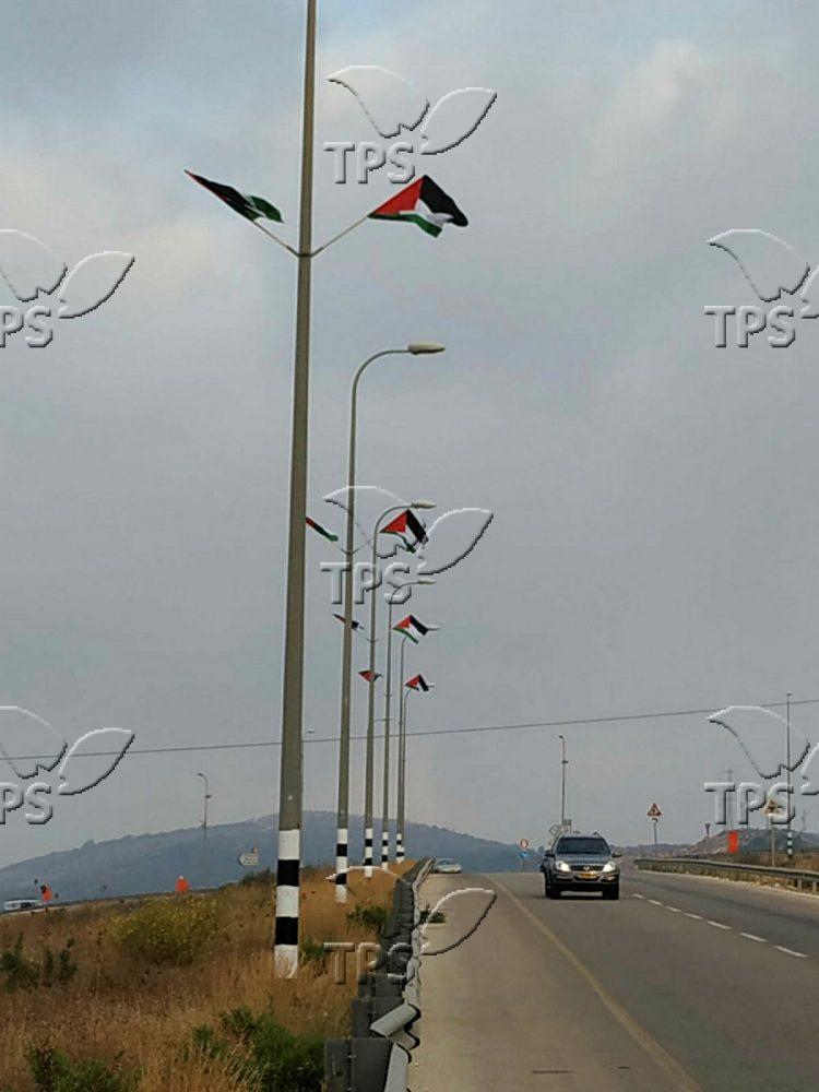 Palestinian flags hung in Judea and Samaria