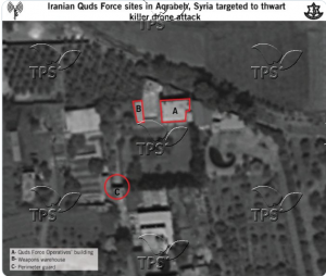 Map of IDF Attack on Iranian Terror Compound in Syria 2019.08.25