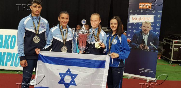 Israeli Kickbox Medalists Yulia Sachkov, Danielle Peshayev, Shir Cohen and Or Moshe