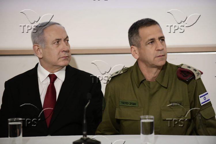 PM Netanyahu and IDF CoS Aviv Kochavi give a statement on the Israeli strike in Gaza
