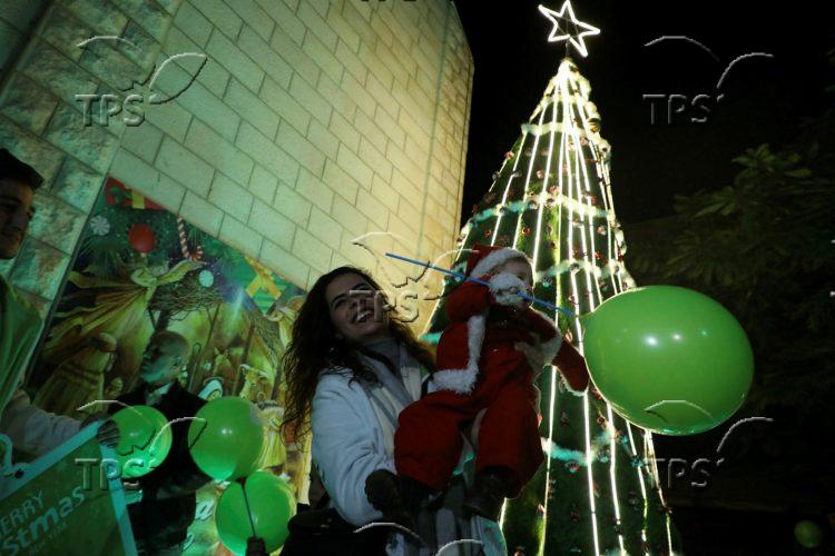 Christmas tree lighting in Gaza City
