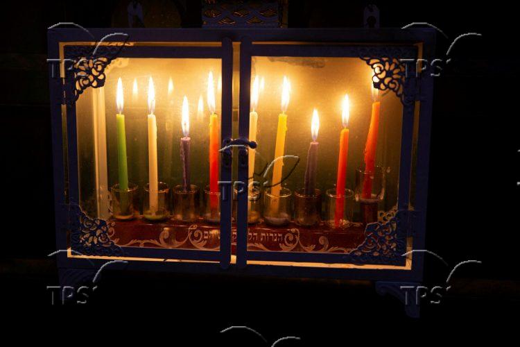 8th Hanukkah candle at Nachlaot neighborhood