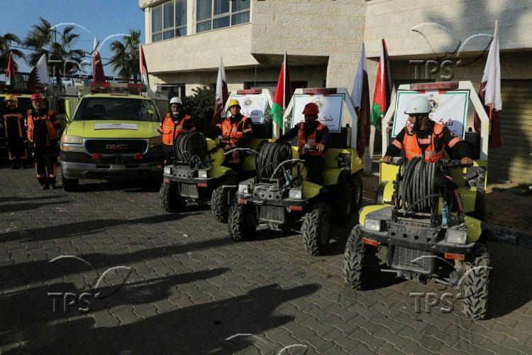 Firefighting vehicles arrive to Gaza Strip