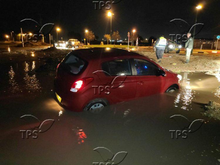 Car stuck in flood water