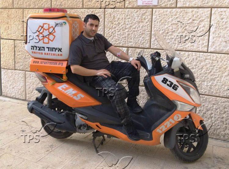 Yisrael Otmazgin on his United Hatzalah Ambucycle
