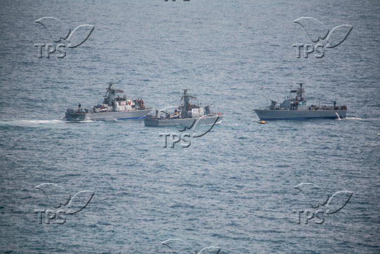 Israeli navy patrol boats in a drill