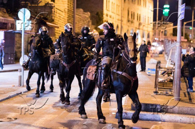 Police Cavaliers near Damascus (Nablus) Gate in Jerusalem