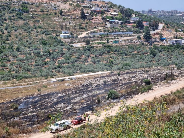 fires outside of town of Kiryat Netafim photo by TPS