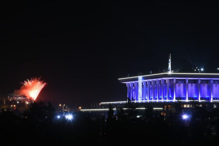 The Knesset lit up with fireworks for Independence Day celebrations