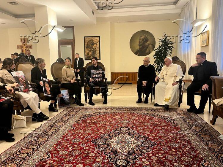 Pope Francis met with representatives of the families of the Israeli abductees in Gaza