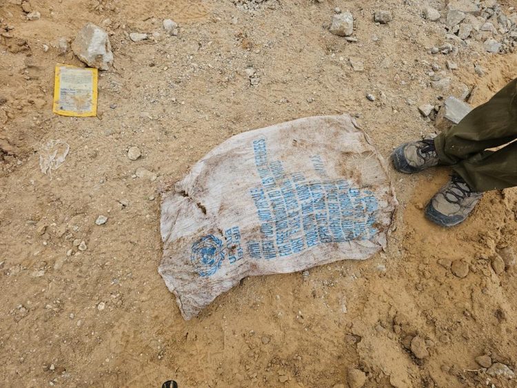 Terrorist tunnel with UNRWA and US-AID sacks uncovered in Gaza