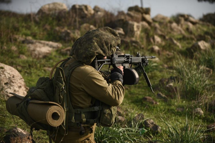 Israeli army reservists training in the Golan Heights